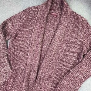 Barefoot Dreams Cardigan Womens L Knit Heather Burgundy Long Sleeve Sweater Luxe